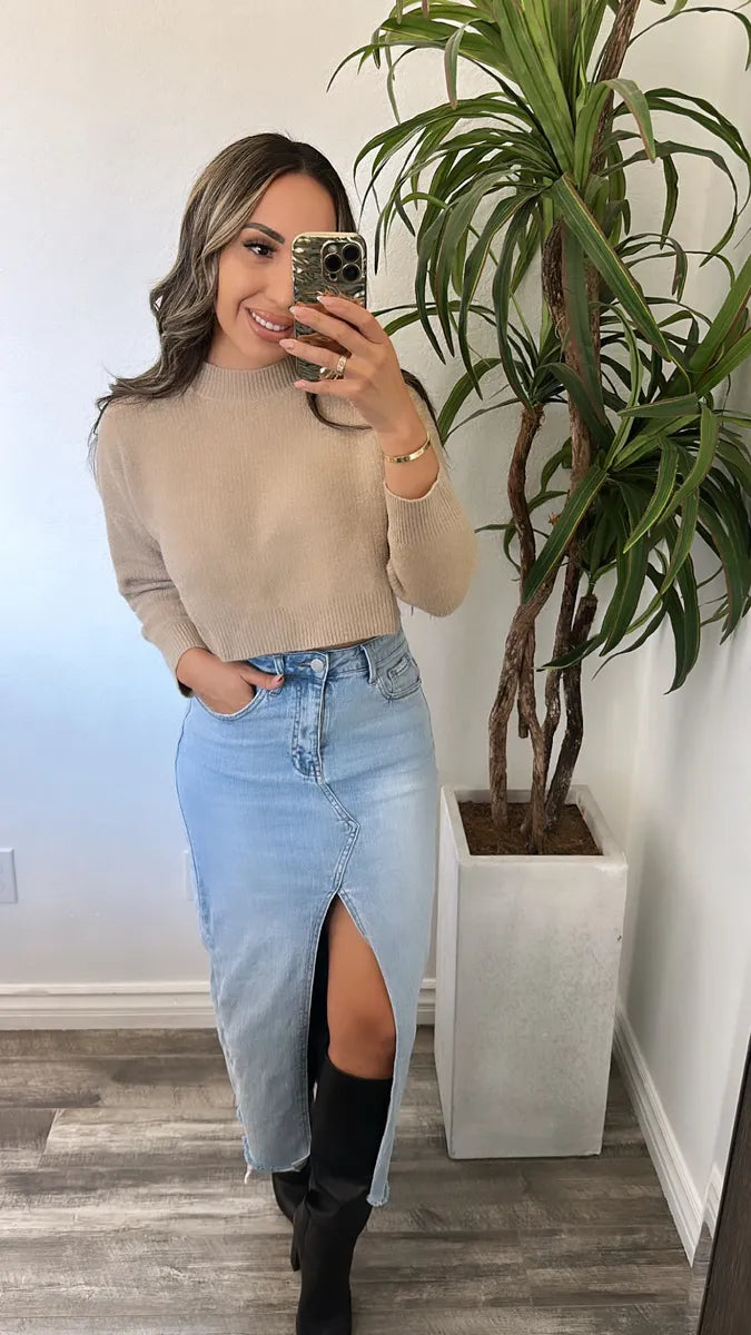 Light Denim Stretchy Skirt