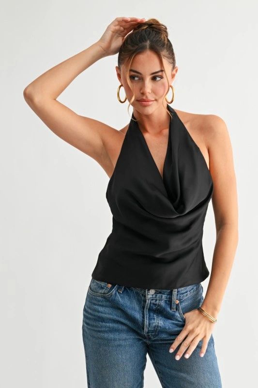 Heather Silk Halter (black)