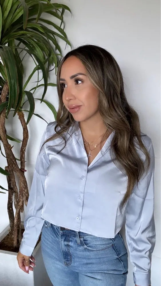 Dusty Satin Top (blue)