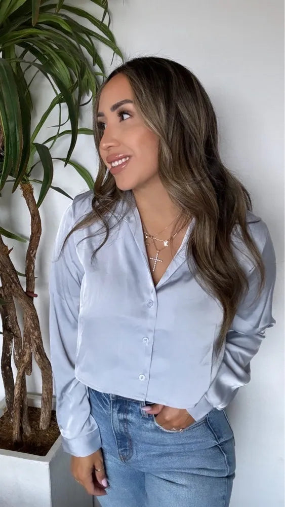 Dusty Satin Top (blue)