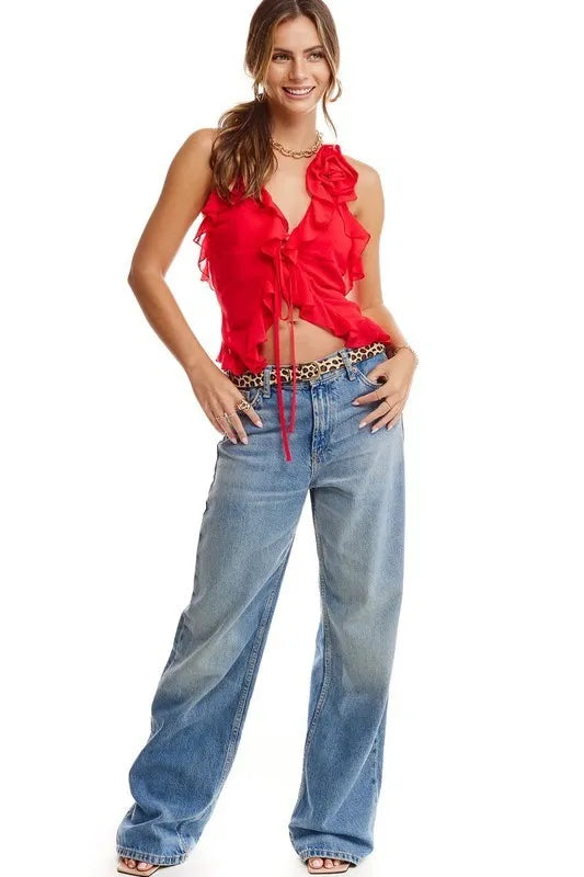 Rose Chiffon Halter Top (red)