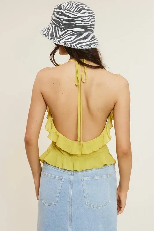 Rose Chiffon Halter Top (chartusse)